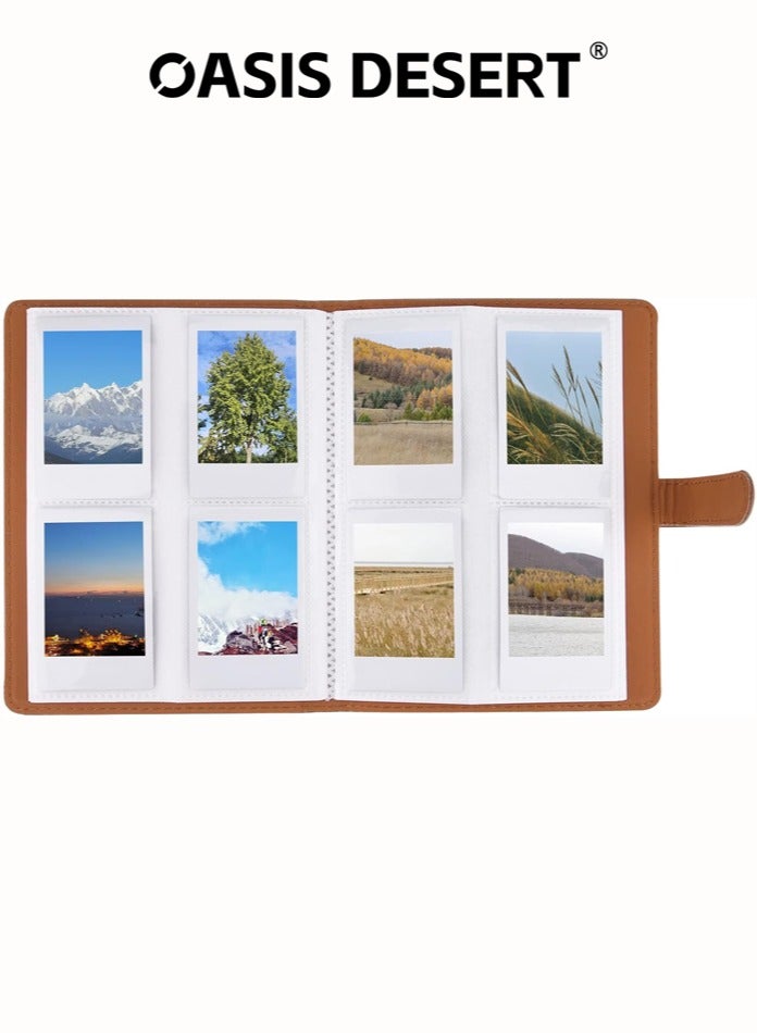 OASIS DESERT 256 Pockets Photo Album for Fujifilm Instax Mini Camera, Leather Cover Photo Book for Polaroid Pictures, 2x3 Photo Album for Fujifilm Instax Mini 12 11 9 40 90 8 7 Evo LiPlay Instant Camera (Brown) - Image 2